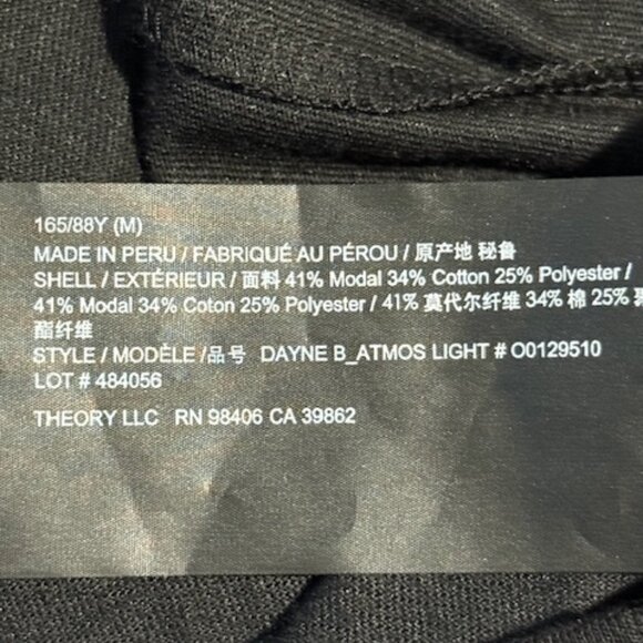 THEORY Women's Atmos Light Short Sleeve V-Neck Tee Shirt Top Black Medium NWT - Picture 12 of 14